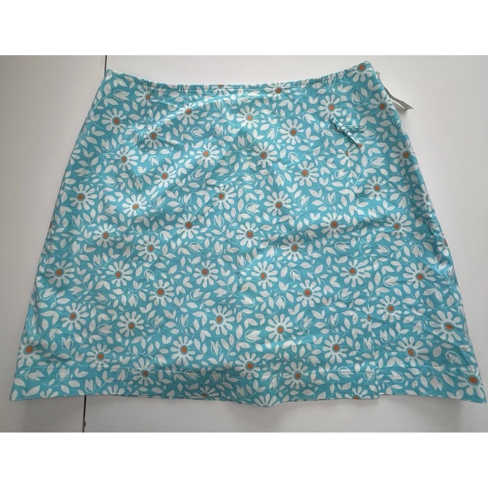 HAROLD'S Blue White Orange Cotton  Spandex Floral Bow Detail Skort Size 6 NWT